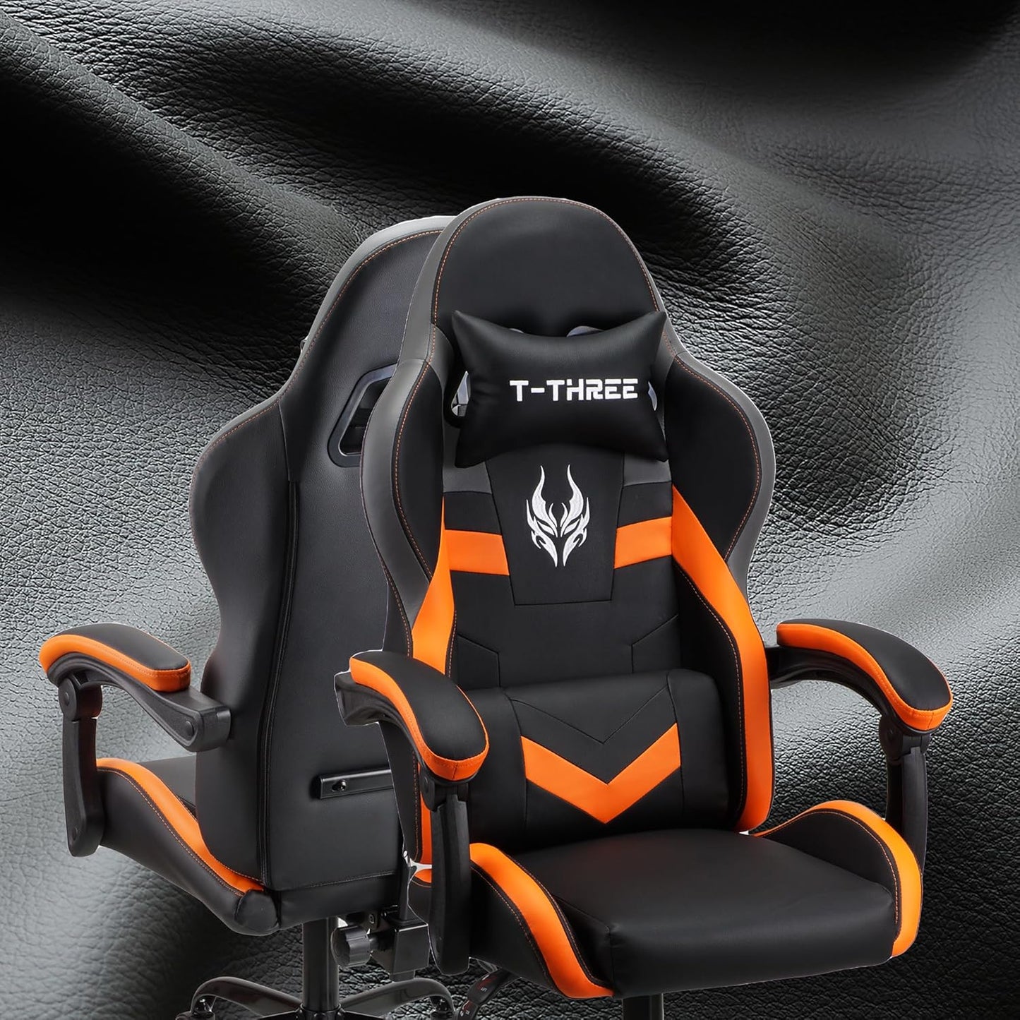 ORANGE Ergonomic High-Back Gaming, Computer, Office, Study, Swivel, and Racing-Style Chair with Adjustable Lumbar and Headrest Support, 150Kg Weight Capacity