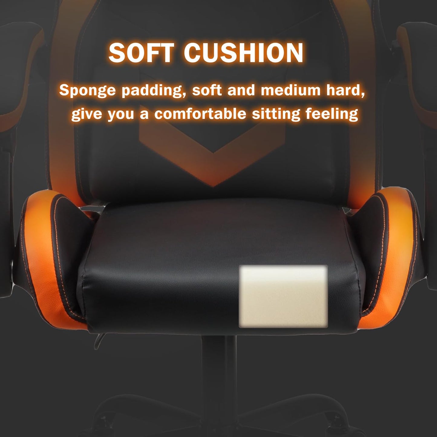 ORANGE Ergonomic High-Back Gaming, Computer, Office, Study, Swivel, and Racing-Style Chair with Adjustable Lumbar and Headrest Support, 150Kg Weight Capacity
