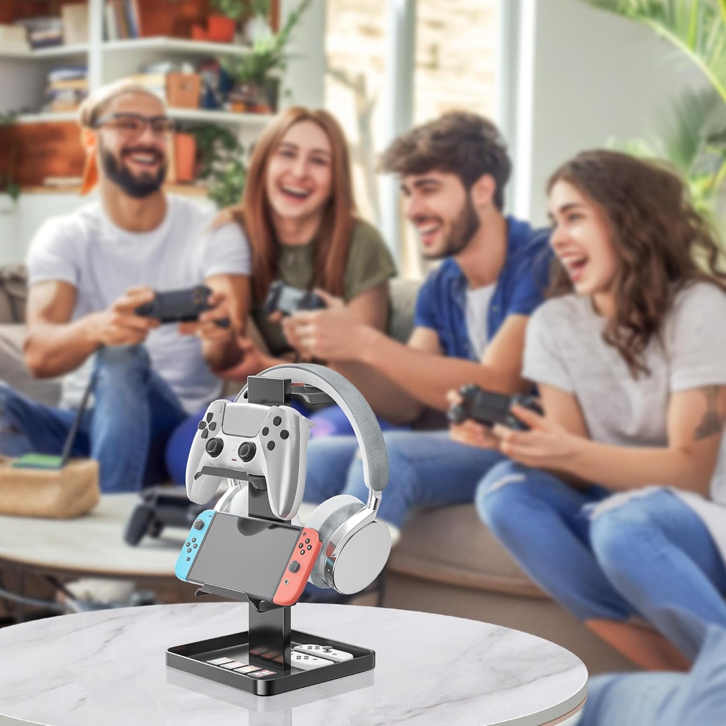 Metal Controller stand, with additional headset stand. Compatible with Nintendo switch, PS, Xbox and mobile