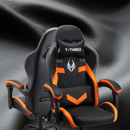 ORANGE Ergonomic High-Back Gaming, Computer, Office, Study, Swivel, and Racing-Style Chair with Adjustable Lumbar and Headrest Support, 150Kg Weight Capacity