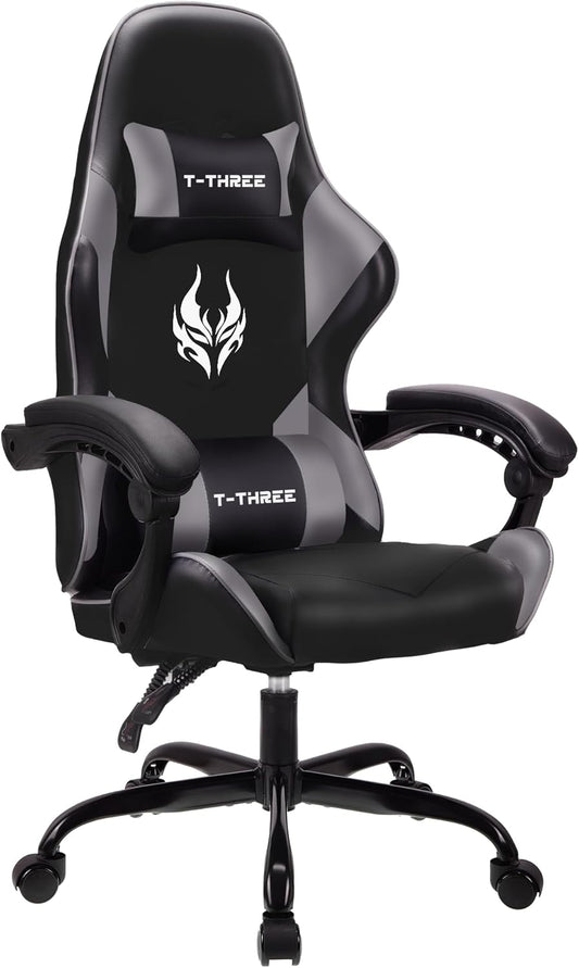 BLACK Ergonomic High-Back Gaming, Computer, Office, Study, Swivel, and Racing-Style Chair with Adjustable Lumbar and Headrest Support, 150Kg Weight Capacity