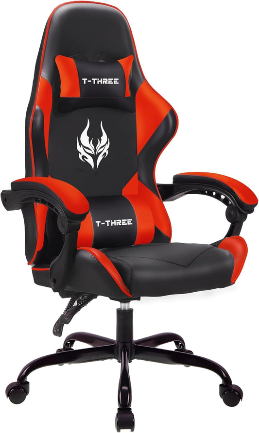 RED Ergonomic High-Back Gaming, Computer, Office, Study, Swivel, and Racing-Style Chair with Adjustable Lumbar and Headrest Support, 150Kg Weight Capacity