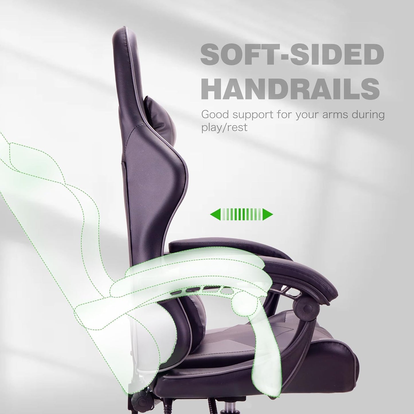 BLACK Ergonomic High-Back Gaming, Computer, Office, Study, Swivel, and Racing-Style Chair with Adjustable Lumbar and Headrest Support, 150Kg Weight Capacity