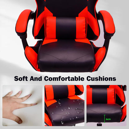RED Ergonomic High-Back Gaming, Computer, Office, Study, Swivel, and Racing-Style Chair with Adjustable Lumbar and Headrest Support, 150Kg Weight Capacity
