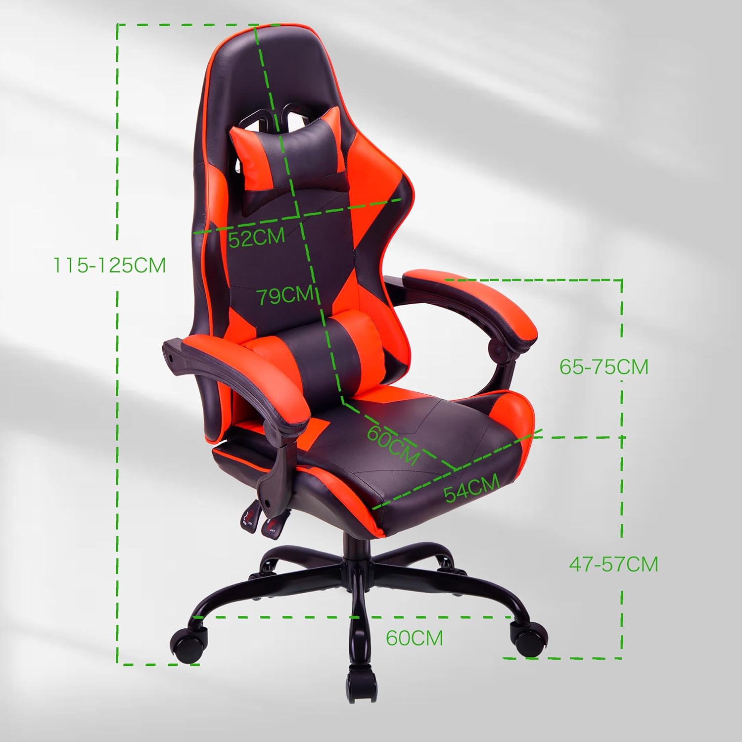 RED Ergonomic High-Back Gaming, Computer, Office, Study, Swivel, and Racing-Style Chair with Adjustable Lumbar and Headrest Support, 150Kg Weight Capacity