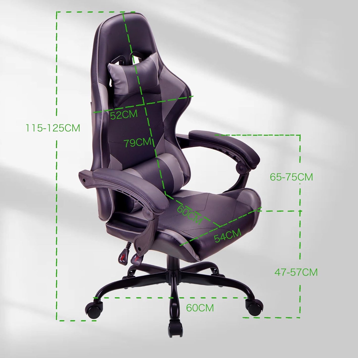 BLACK Ergonomic High-Back Gaming, Computer, Office, Study, Swivel, and Racing-Style Chair with Adjustable Lumbar and Headrest Support, 150Kg Weight Capacity