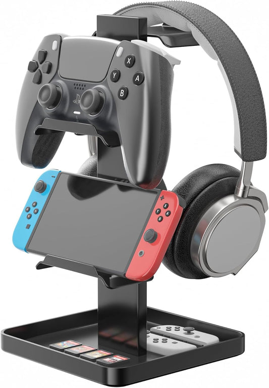 Metal Controller stand, with additional headset stand. Compatible with Nintendo switch, PS, Xbox and mobile