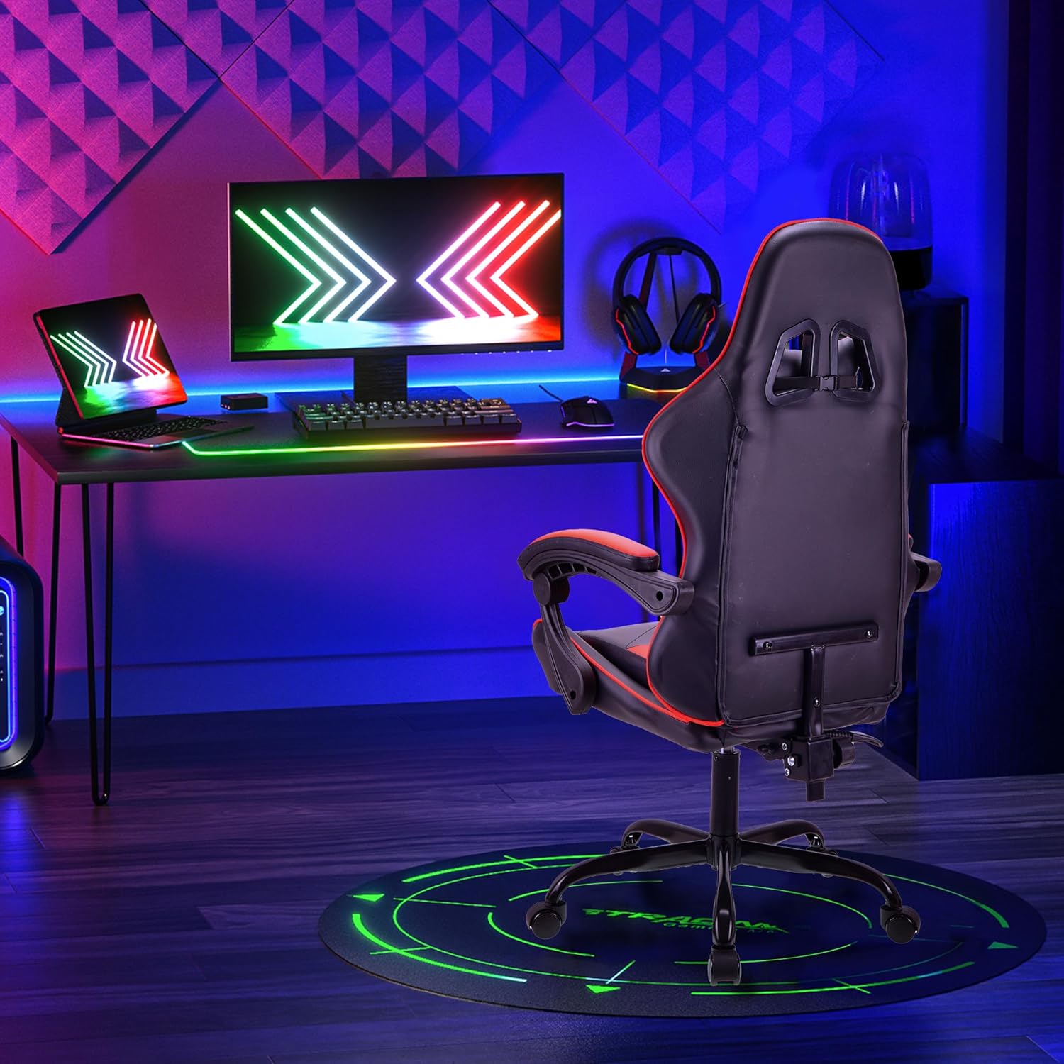 RED Ergonomic High-Back Gaming, Computer, Office, Study, Swivel, and Racing-Style Chair with Adjustable Lumbar and Headrest Support, 150Kg Weight Capacity