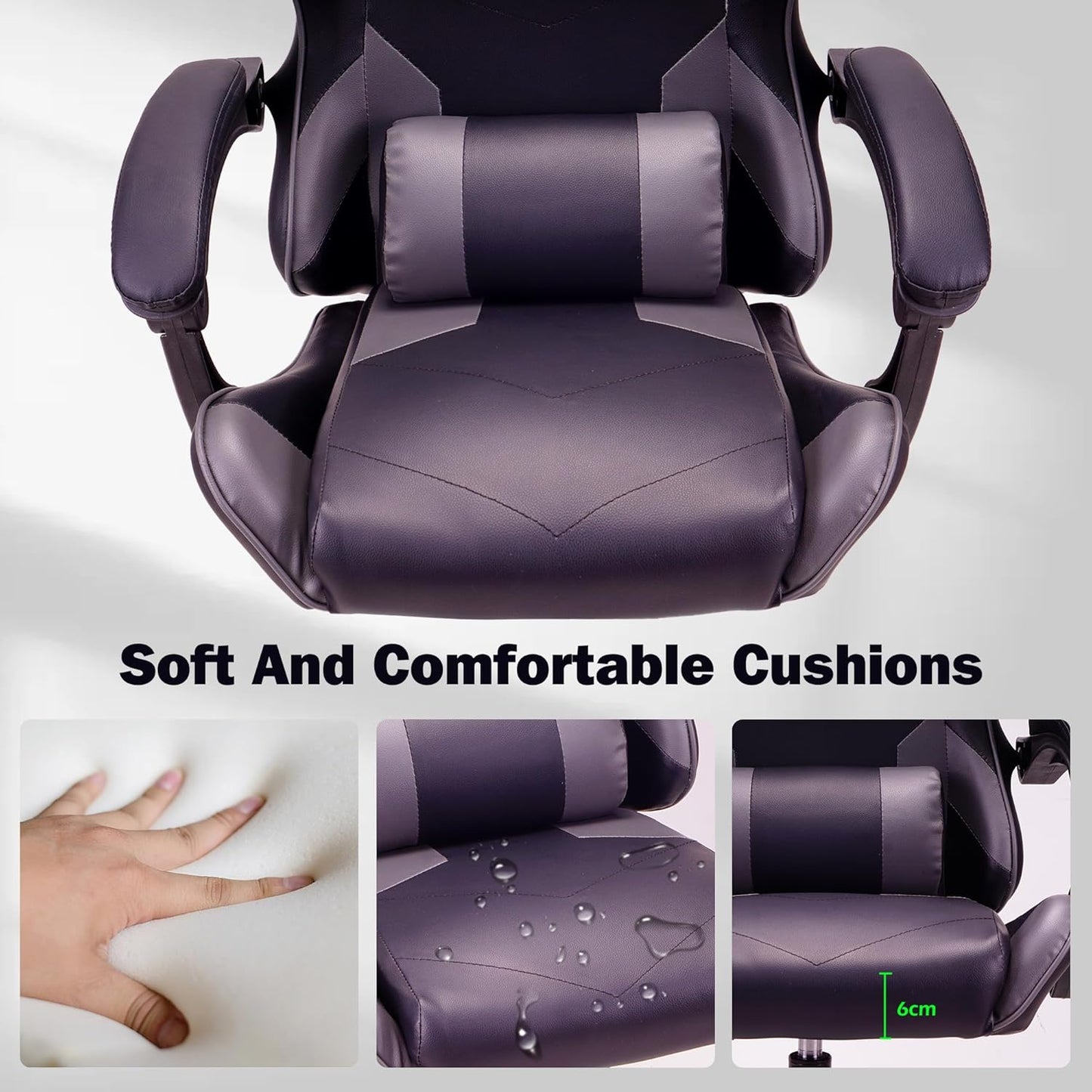 BLACK Ergonomic High-Back Gaming, Computer, Office, Study, Swivel, and Racing-Style Chair with Adjustable Lumbar and Headrest Support, 150Kg Weight Capacity