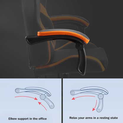 ORANGE Ergonomic High-Back Gaming, Computer, Office, Study, Swivel, and Racing-Style Chair with Adjustable Lumbar and Headrest Support, 150Kg Weight Capacity